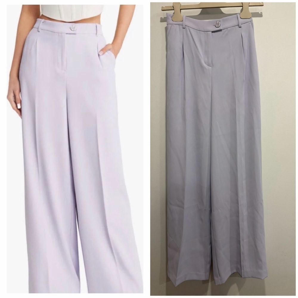 Open Edit Wide Leg Trousers Purple Calluna XS NWT High Waisted Dress Pants